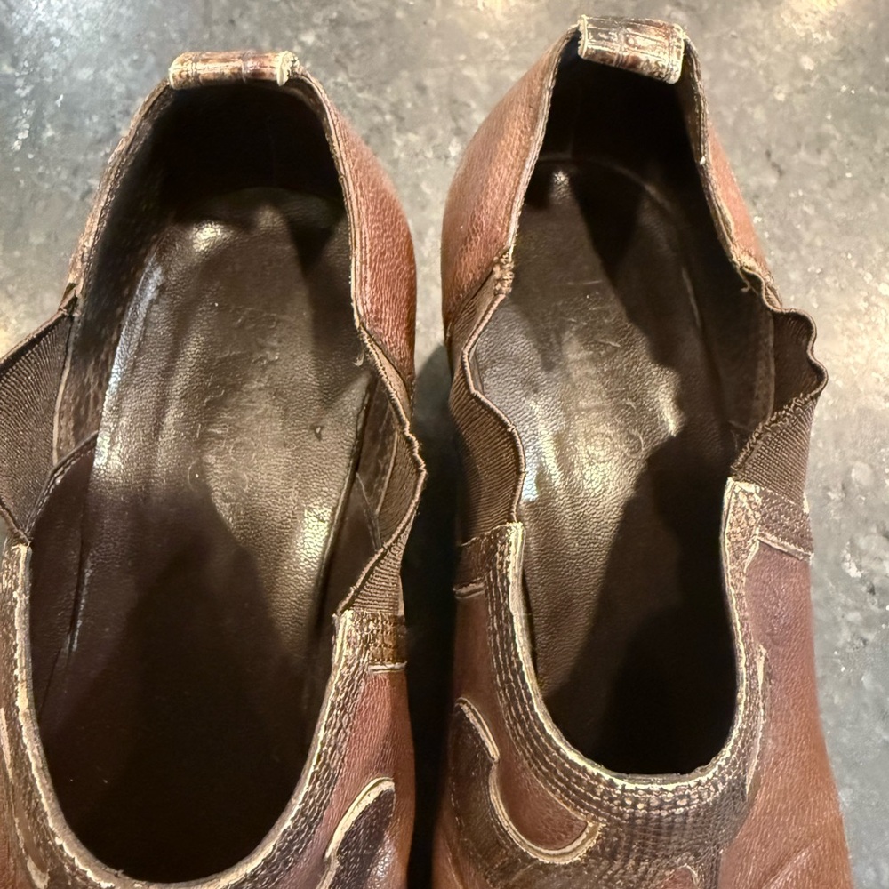 Franco Sarto Brown Leather Ankle Booties w/Intricate Stitching - Women Size 7.5 - Picture 4 of 9